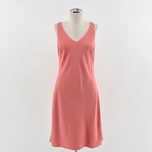 Vtg Ann‎ Taylor Silk Slip Dress Sz 6 Petite Coral Pink Romantic Sleeveless Lined